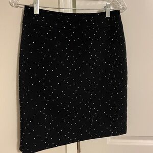 Ann Taylor, Structured Textured Navy Skirt with White Dots, Size 2